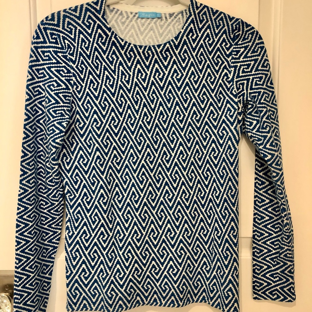 J. McLaughlin blue & white cotton sweater.